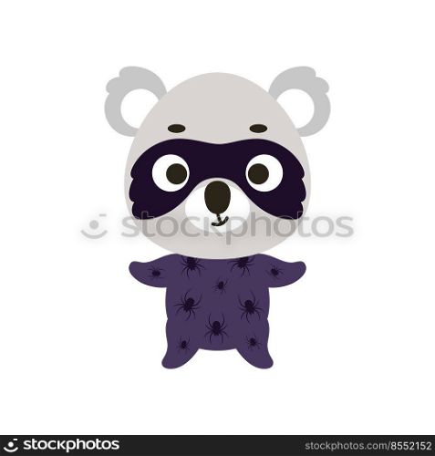 Cute little koala in a Halloween costume. Cartoon animal character for kids t-shirts, nursery decoration, baby shower, greeting card, invitation, house interior. Vector stock illustration