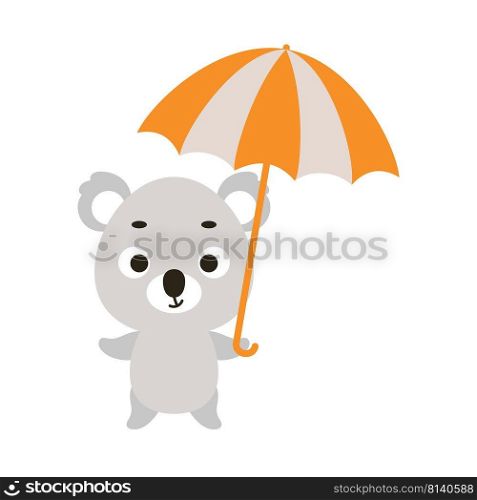 Cute little koala with umbrella. Cartoon animal character for kids t-shirts, nursery decoration, baby shower, greeting card, invitation, house interior. Vector stock illustration