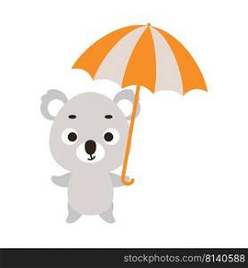 Cute little koala with umbrella. Cartoon animal character for kids t-shirts, nursery decoration, baby shower, greeting card, invitation, house interior. Vector stock illustration