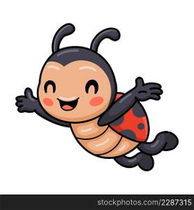 Cute little ladybug cartoon flying