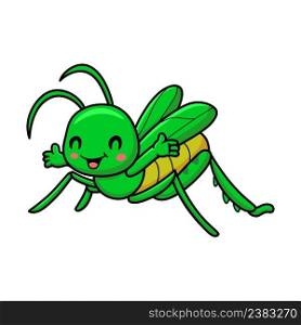Cute little mantis cartoon character 