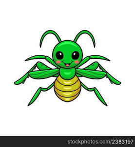 Cute little mantis cartoon posing 