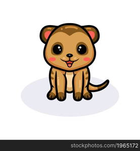 Cute little meerkat cartoon posing