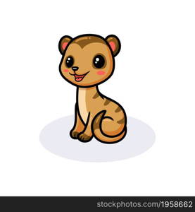 Cute little meerkat cartoon sitting