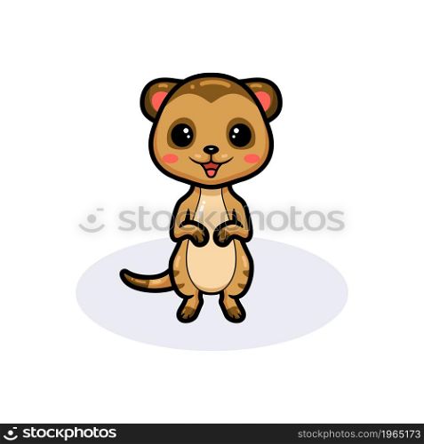 Cute little meerkat cartoon standing