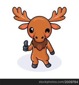 Cute little moose cartoon giving thumb up