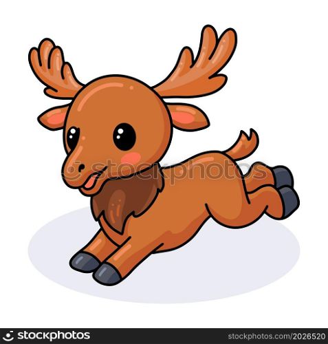 Cute little moose cartoon jumping