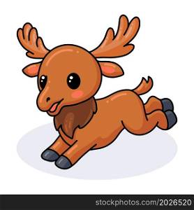 Cute little moose cartoon jumping