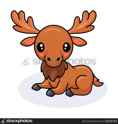 Cute little moose cartoon laying down