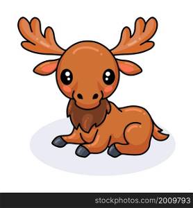 Cute little moose cartoon laying down