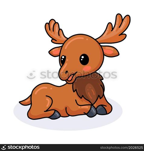 Cute little moose cartoon lying down