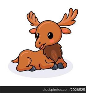 Cute little moose cartoon lying down