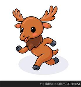 Cute little moose cartoon running
