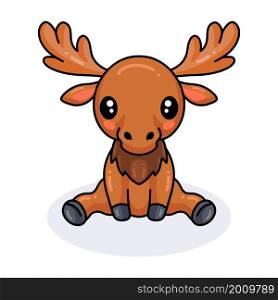 Cute little moose cartoon sitting