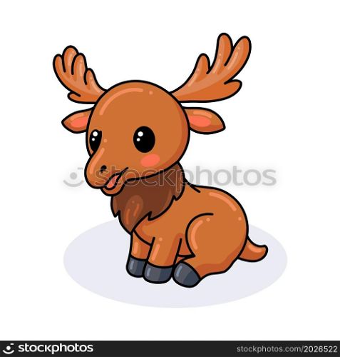 Cute little moose cartoon sitting