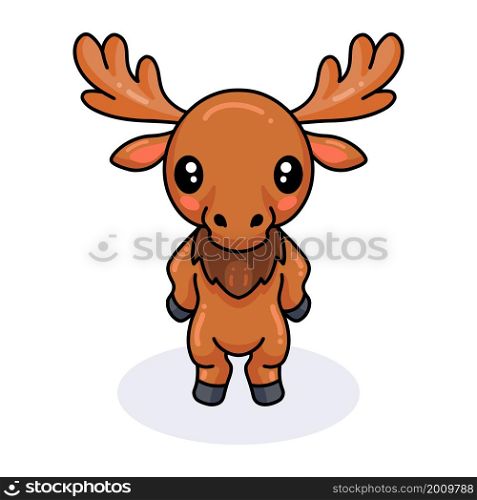 Cute little moose cartoon standing