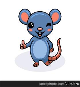 Cute little mouse cartoon giving thumb up