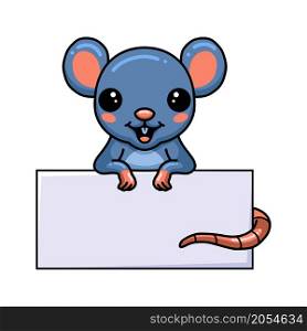 Cute little mouse cartoon with blank sign