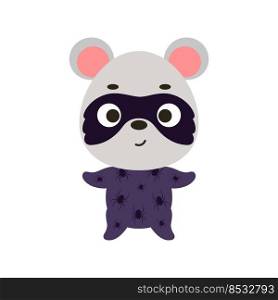 Cute little mouse in a Halloween costume. Cartoon animal character for kids t-shirts, nursery decoration, baby shower, greeting card, invitation, house interior. Vector stock illustration