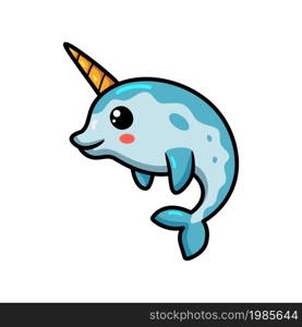 Cute little narwhal cartoon posing