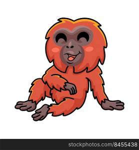 Cute little orangutan cartoon sitting