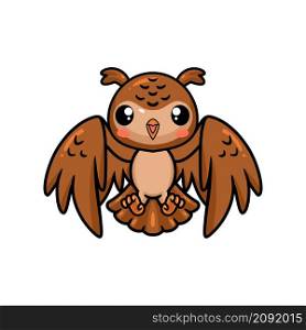 Cute little owl cartoon flying