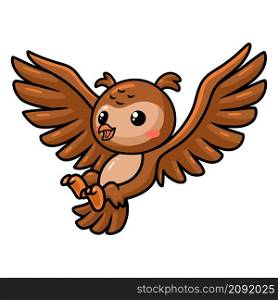 Cute little owl cartoon flying