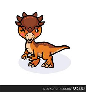 Cute little pachycephalosaurus dinosaur cartoon