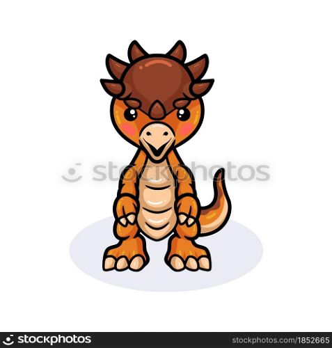 Cute little pachycephalosaurus dinosaur cartoon standing