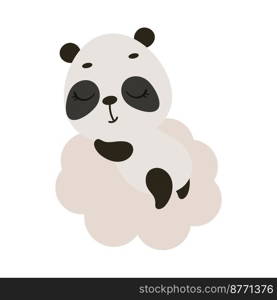 Cute little panda sleeping on cloud. Cartoon animal character for kids t-shirt, nursery decoration, baby shower, greeting cards, invitations, house interior. Vector stock illustration