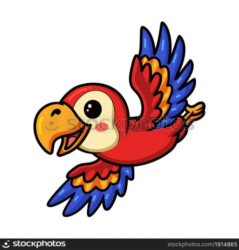 Cute little parrot cartoon flying