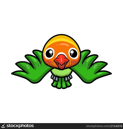 Cute little parrot cartoon flying