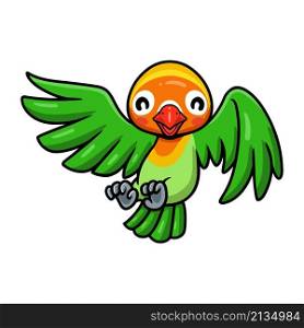 Cute little parrot cartoon flying