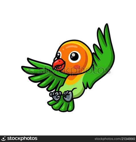 Cute little parrot cartoon flying