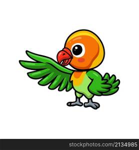 Cute little parrot cartoon waving hand