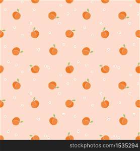 Cute little peach fruit seamless pattern