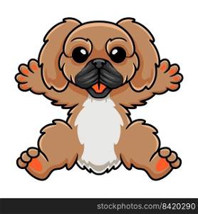Cute little pekingese dog cartoon