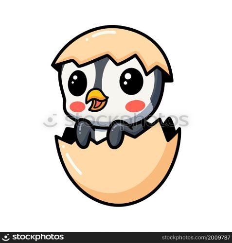 Cute little penguin cartoon inside an egg