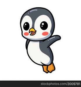 Cute little penguin cartoon jumping