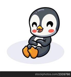 Cute little penguin cartoon laughing
