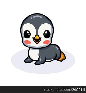 Cute little penguin cartoon lying down