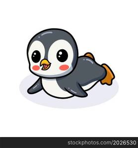 Cute little penguin cartoon lying down