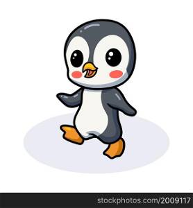 Cute little penguin cartoon walking