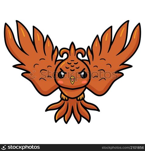 Cute little phoenix cartoon flying