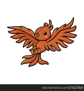 Cute little phoenix cartoon flying