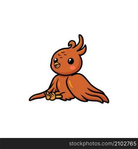 Cute little phoenix cartoon sitting