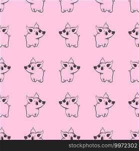 Cute little pig pattern, illustration, vector on white background