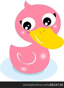 Cute little pink rubber duck isolated on white vector image