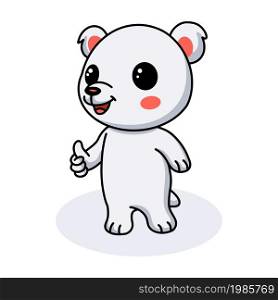 Cute little polar bear cartoon giving thumb up