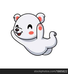 Cute little polar bear cartoon jumping